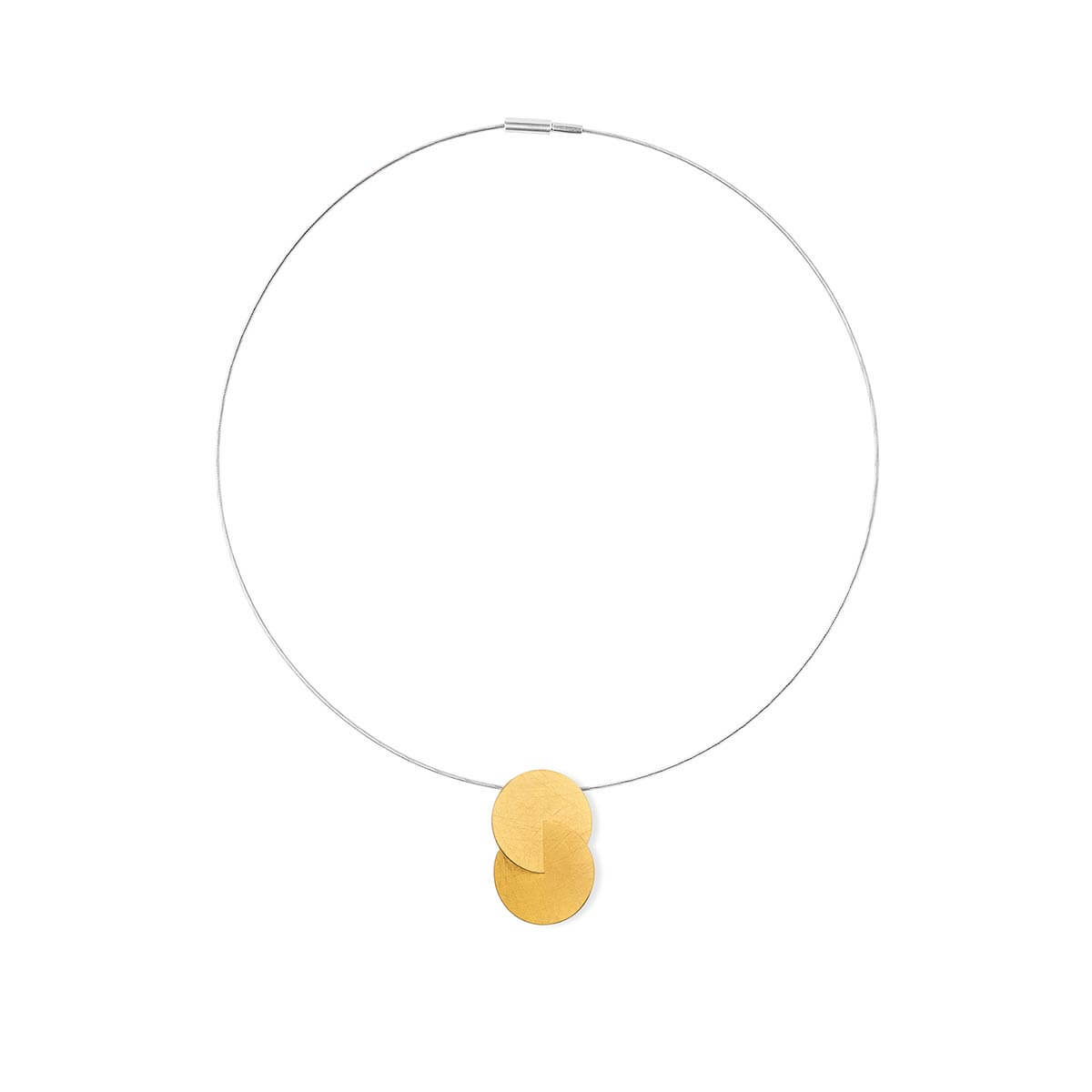Large / Gold Plated Silver / Mobile / BlackMenu / Double Disc Pendant Necklace, designed by Marcin Zaremski