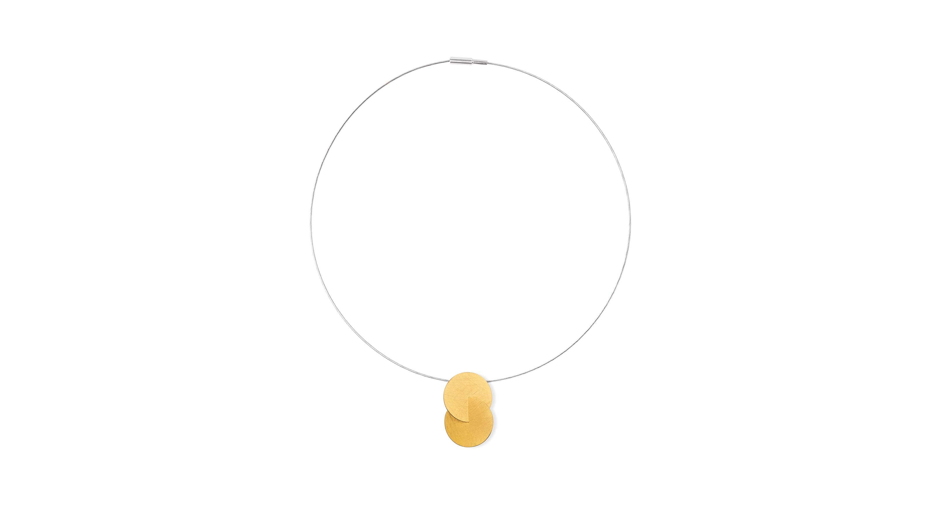 Large / Gold Plated Silver / Desktop / BlackMenu / Double Disc Pendant Necklace, designed by Marcin Zaremski