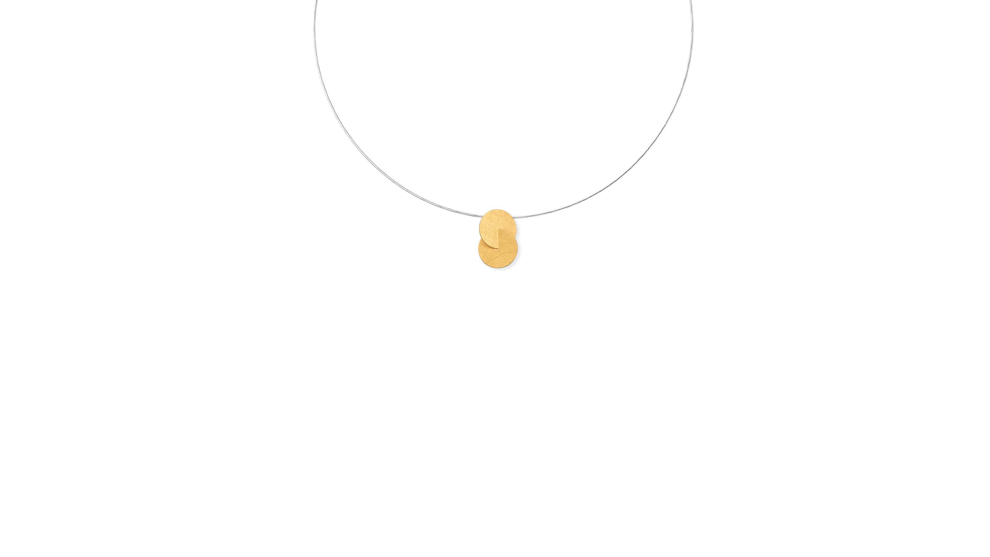 Small / Gold Plated Silver / Desktop / BlackMenu / Double Disc Pendant Necklace, designed by Marcin Zaremski