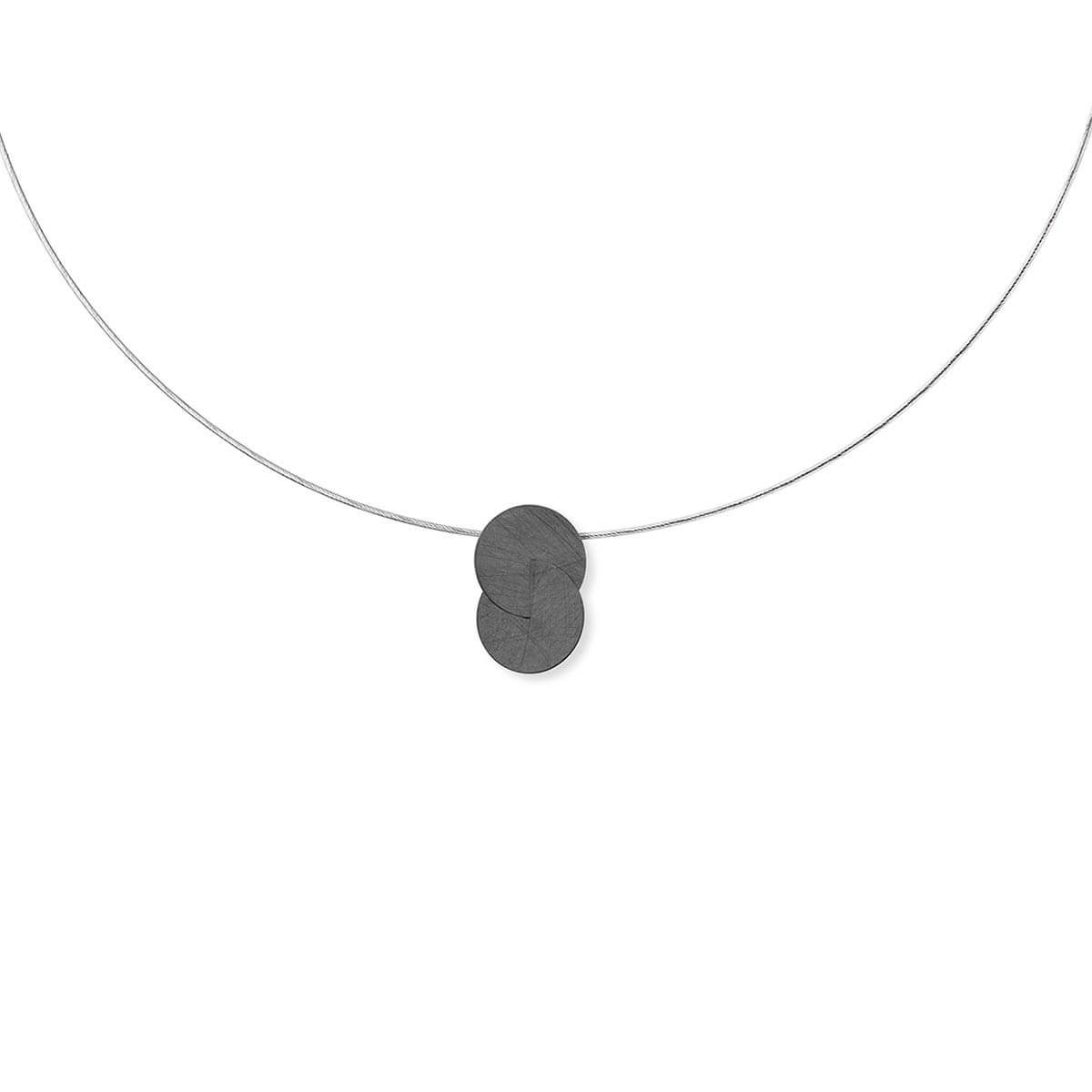 Small / Oxidized Silver / Mobile / BlackMenu / Double Disc Pendant Necklace, designed by Marcin Zaremski