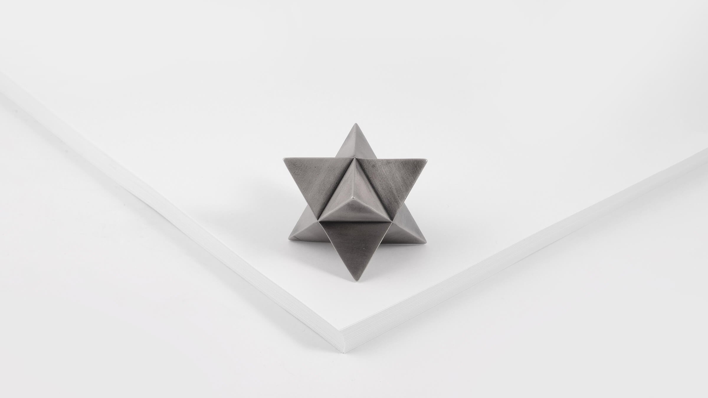 Aged Silver / Desktop / BlackMenu / Merkaba Paperweight, designed By VAU