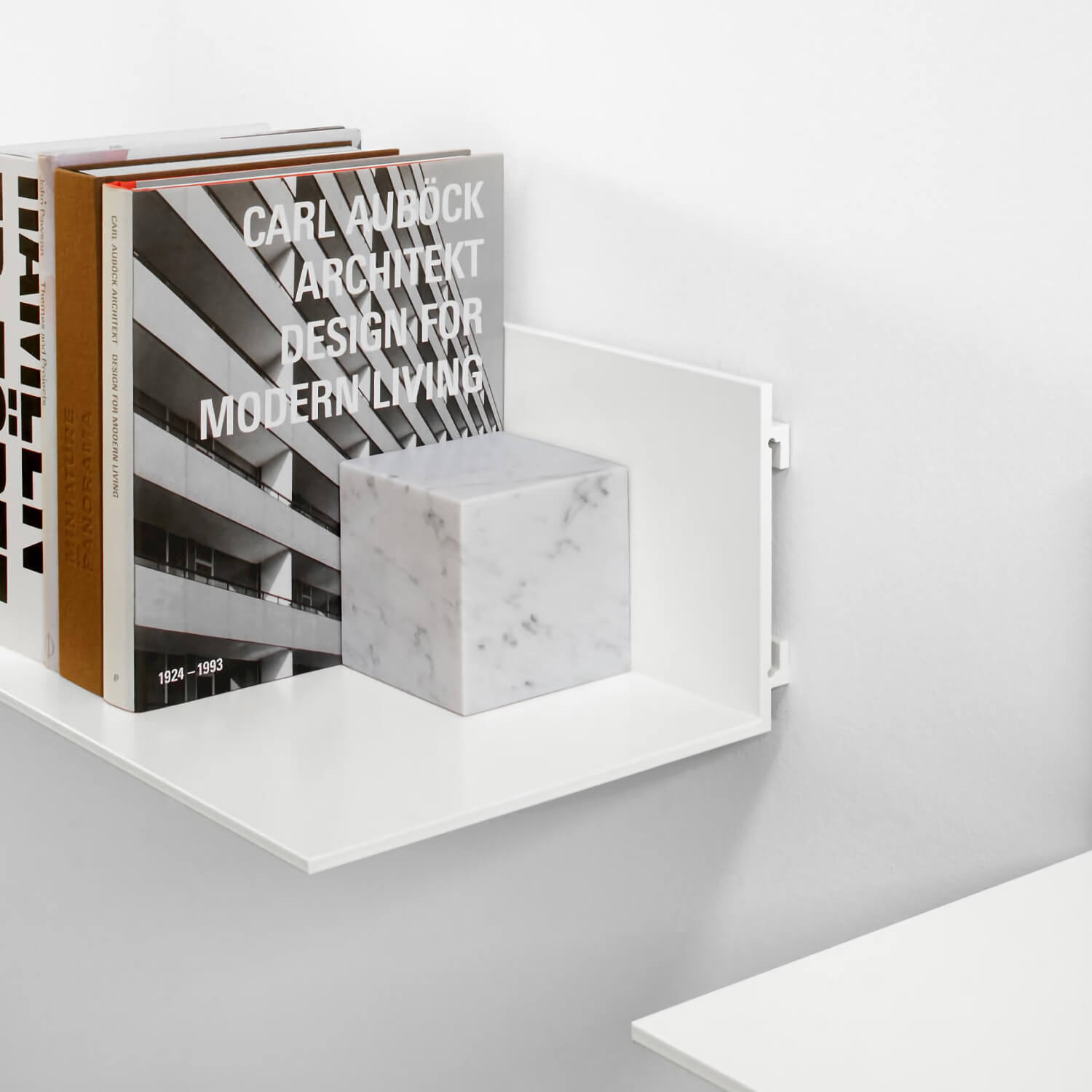 White Carrara Marble / Mobile / BlackMenu /Stop Marble Bookend, designed by Philipp Mainzer
