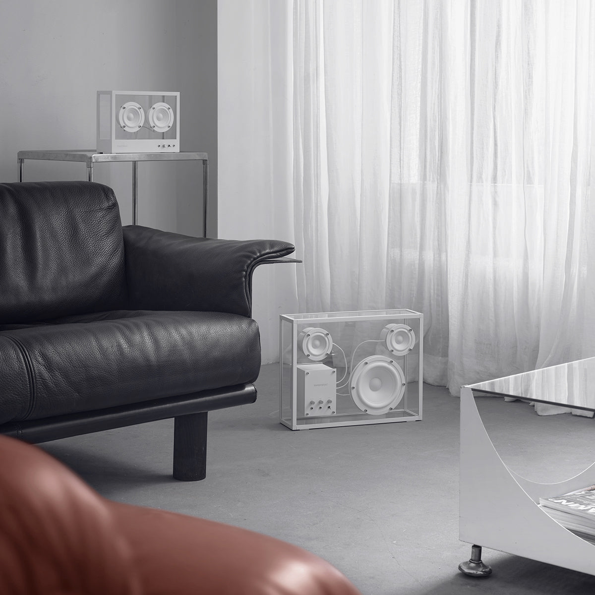 White / Mobile / BlackMenu / Transparent Speaker, designed by Martin Willers & Per Brickstad