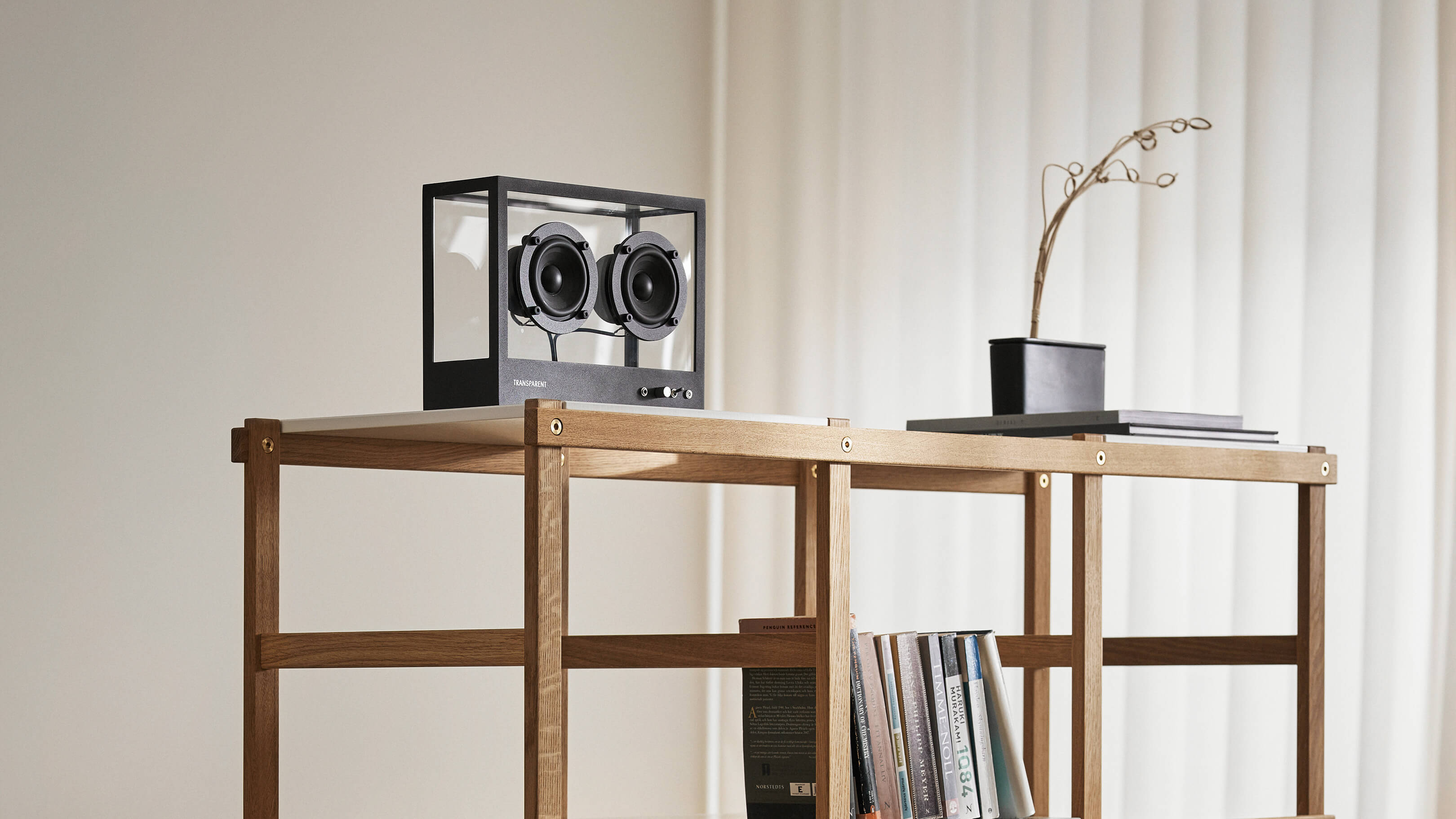 Black / Desktop / BlackMenu / Transparent Speaker - Small, designed by Martin Willers & Per Brickstad