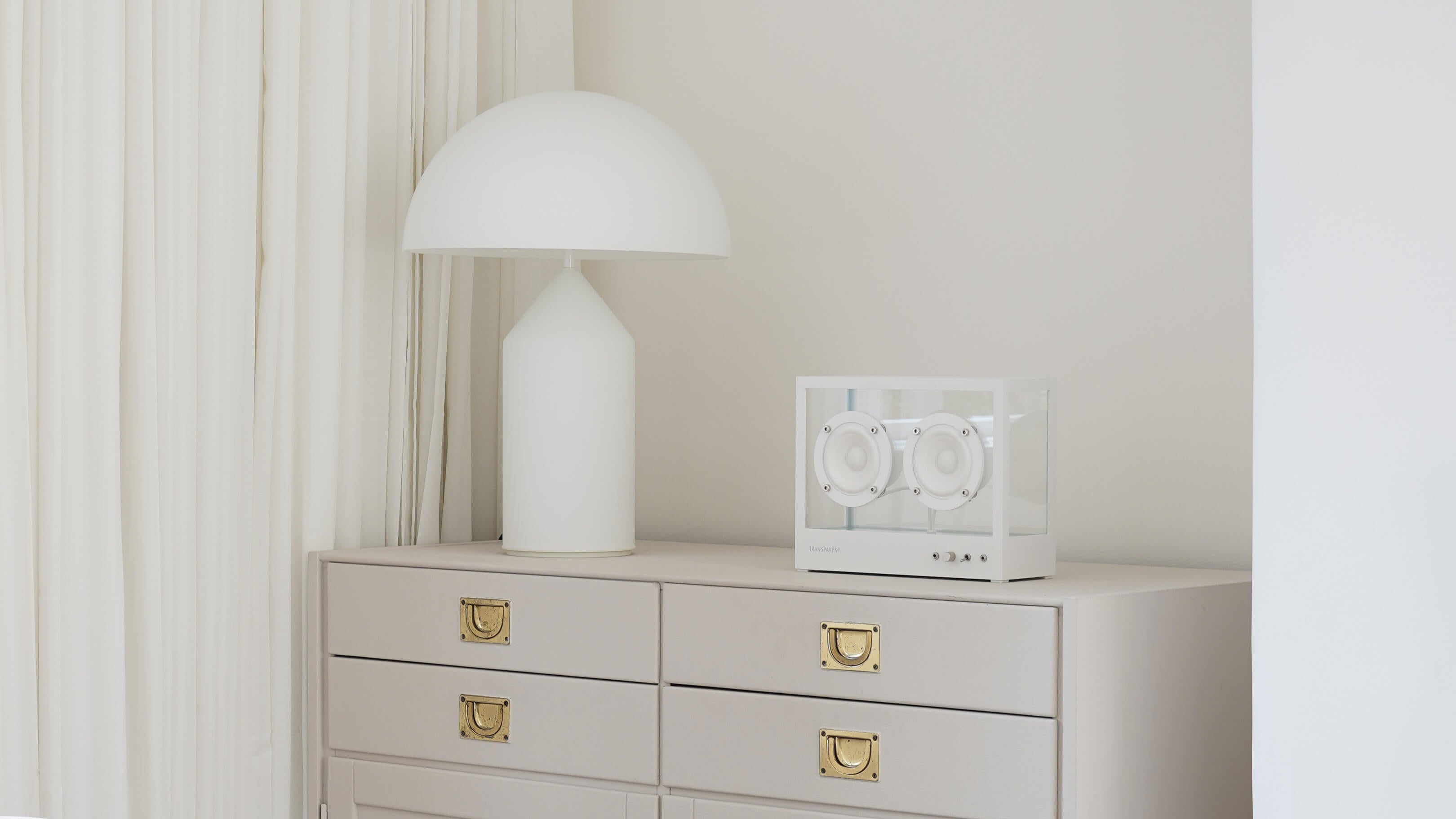 White / Desktop / BlackMenu / Transparent Speaker - Small, designed by Martin Willers & Per Brickstad