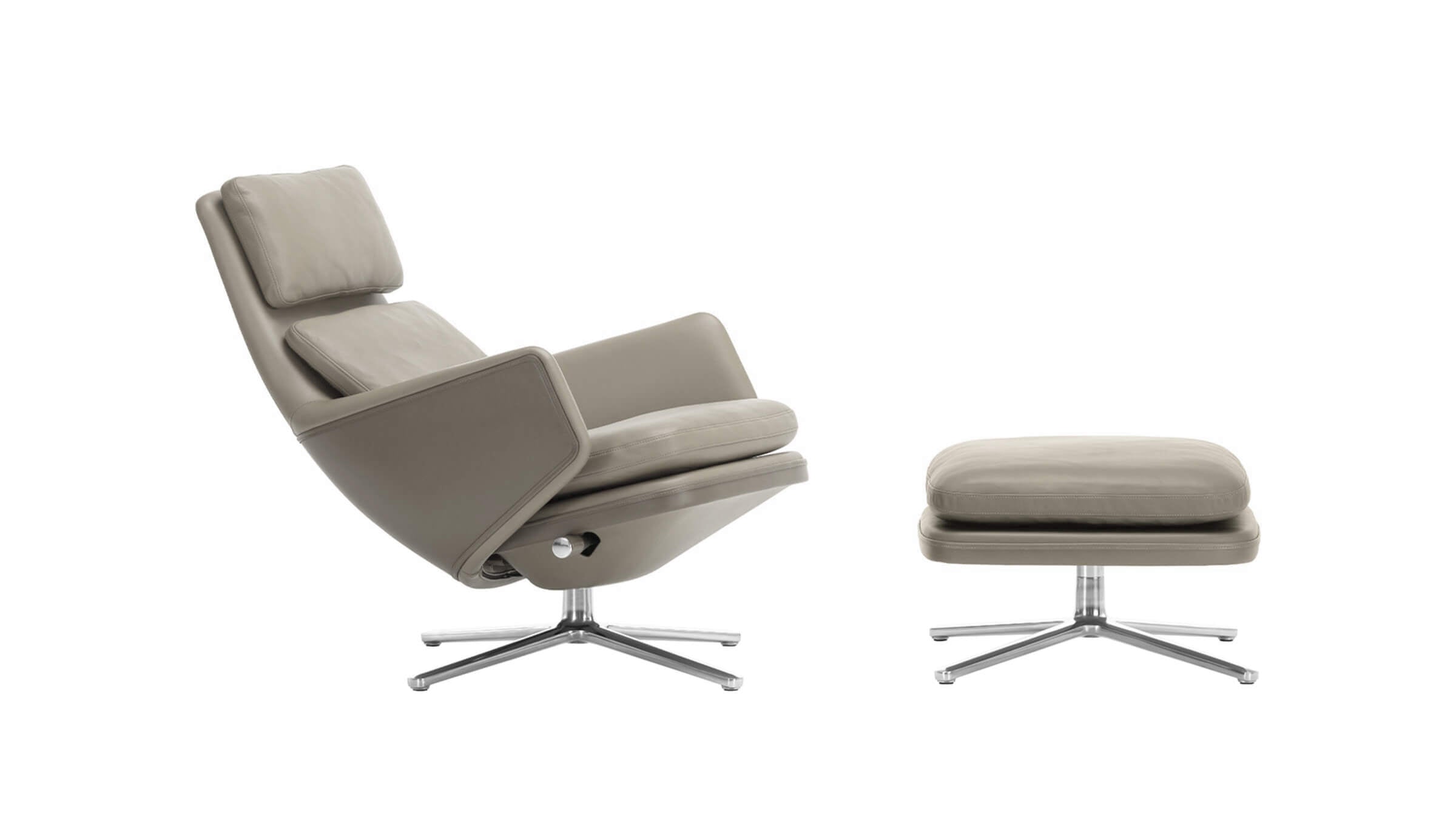 Sand Leather / Desktop / BlackMenu / Grand Relax and Ottoman, designed by Antonio Citterio made by Vitra