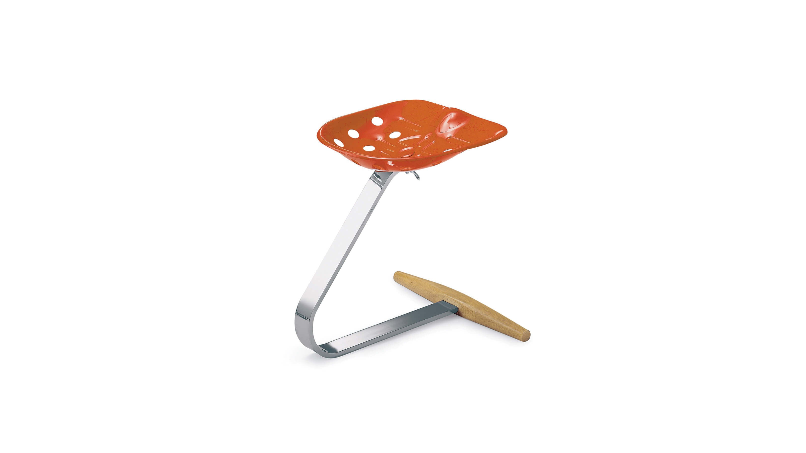 Orange / Desktop / BlackMenu / Mezzadro Stool, designed by Achille and Pier Giacomo Castiglioni