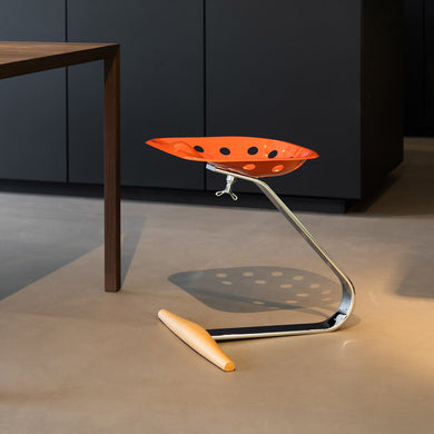 Orange / Mobile / WhiteMenu / Mezzadro Stool, designed by Achille and Pier Giacomo Castiglioni