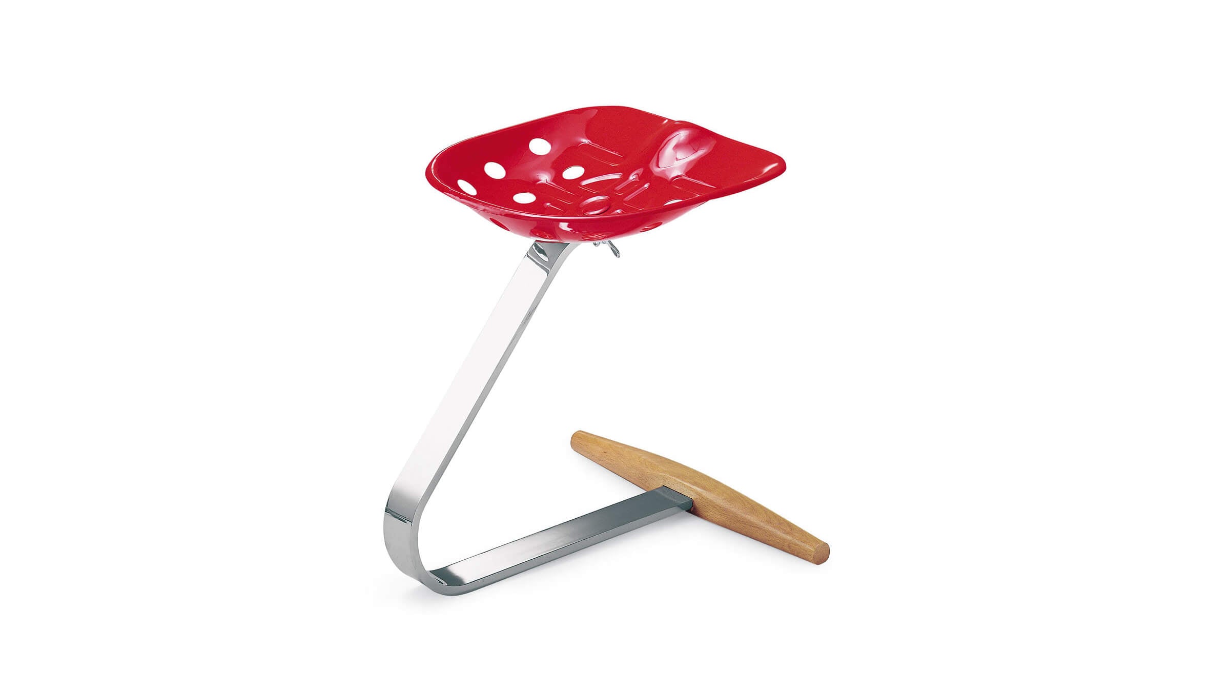 Red / Desktop / BlackMenu / Mezzadro Stool, designed by Achille and Pier Giacomo Castiglioni